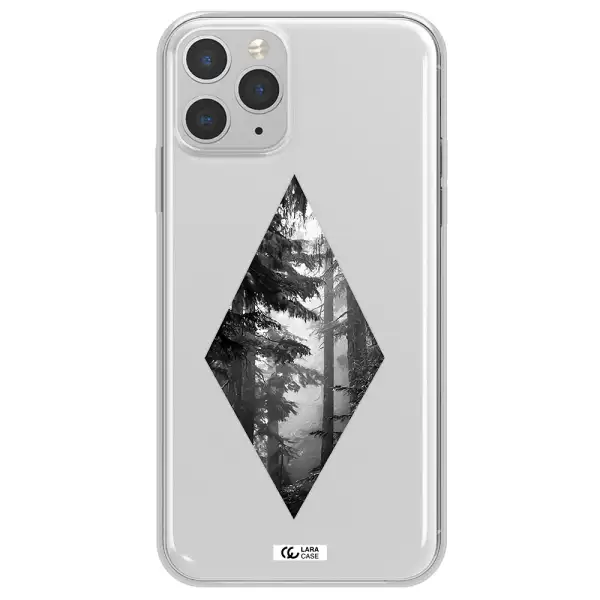 a diamond shaped image of trees Apple iPhone 11 pro max Clear TPU Case