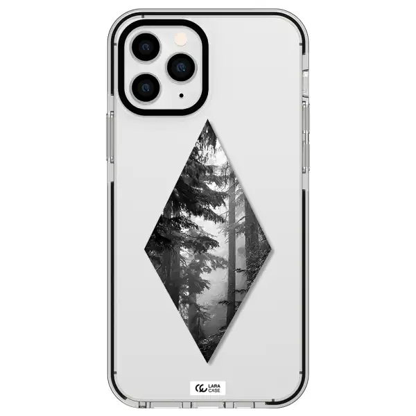 a diamond shaped image of trees Apple iPhone 11 pro max impact black border Case