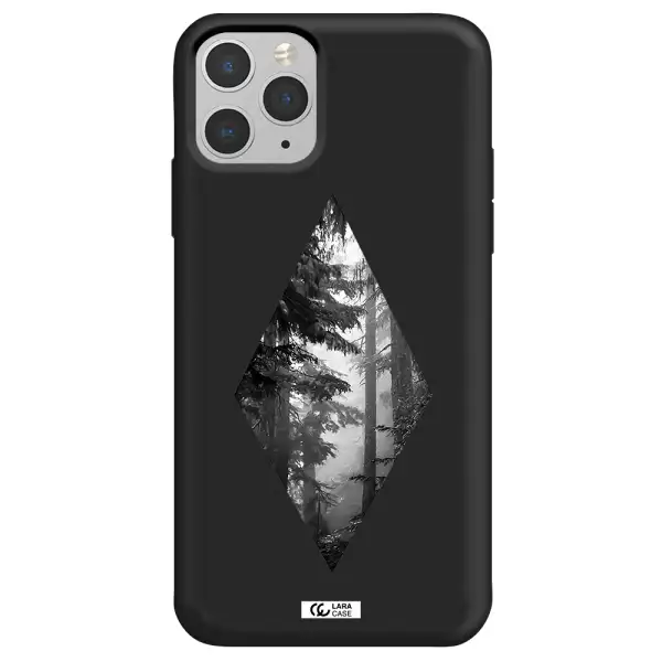 a diamond shaped image of trees Apple iPhone 11 pro Silicone black Case