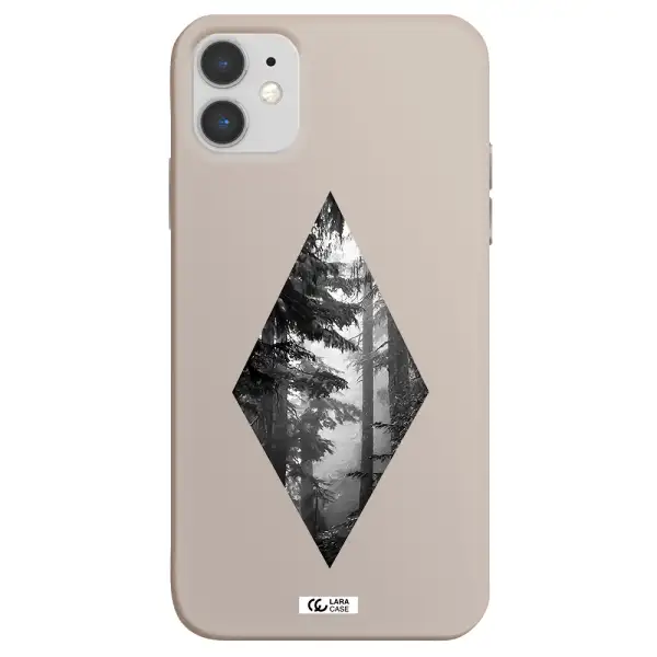 a diamond shaped image of trees Apple iPhone 11 Silicone Stone Case
