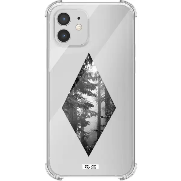 a diamond shaped image of trees Apple iPhone 12 Clear PC Case