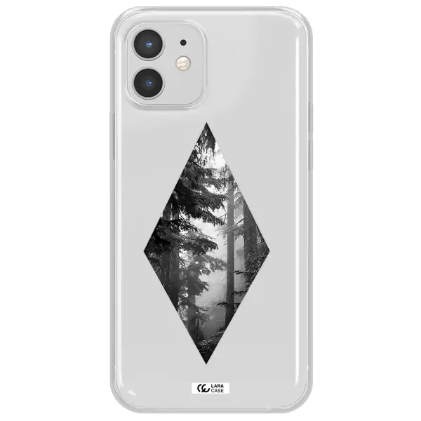 a diamond shaped image of trees Apple iPhone 12 mini Clear TPU Case
