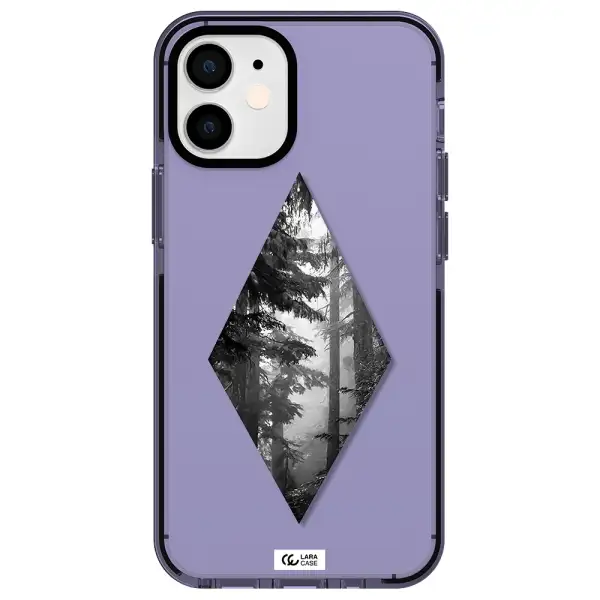 a diamond shaped image of trees Apple iPhone 12 mini impact Lilac Case