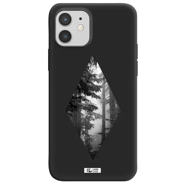 a diamond shaped image of trees Apple iPhone 12 mini Silicone black Case