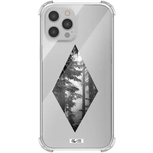a diamond shaped image of trees Apple iPhone 12 pro Clear PC Case