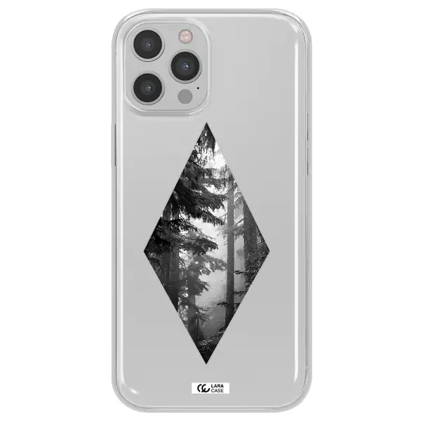 a diamond shaped image of trees Apple iPhone 12 pro max Clear TPU Case