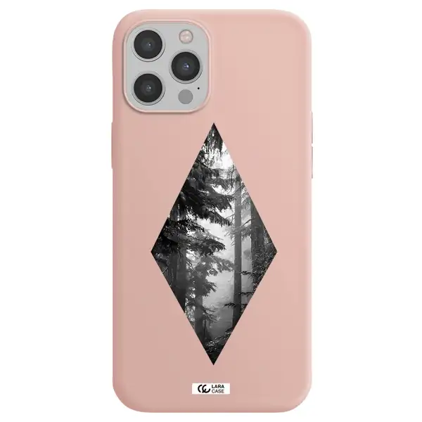a diamond shaped image of trees Apple iPhone 12 pro max Silicone pastel pink Case