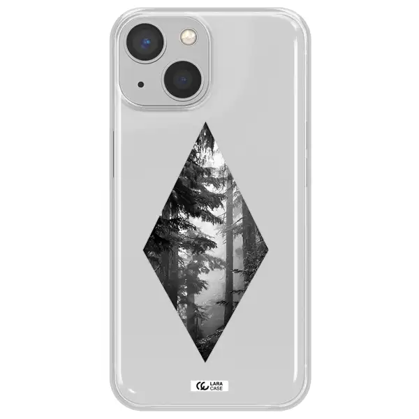 a diamond shaped image of trees Apple iPhone 13 mini Clear TPU Case