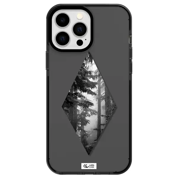 a diamond shaped image of trees Apple iPhone 13 Pro Max impact Smoke Black Case