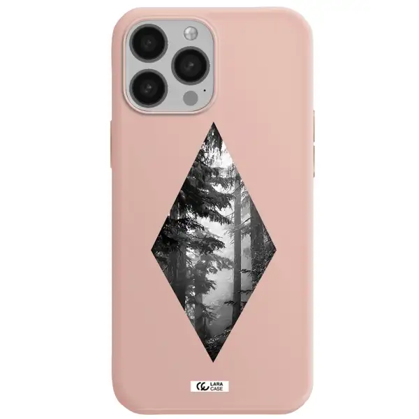 a diamond shaped image of trees Apple iPhone 13 Pro Silicone pastel pink Case