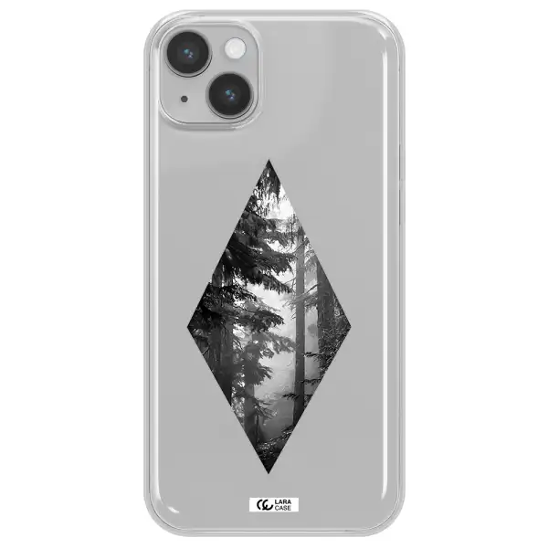 a diamond shaped image of trees Apple iPhone 14 Clear TPU Case