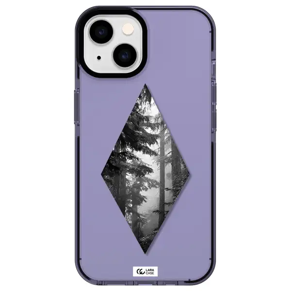 a diamond shaped image of trees Apple iPhone 14 impact Lilac Case