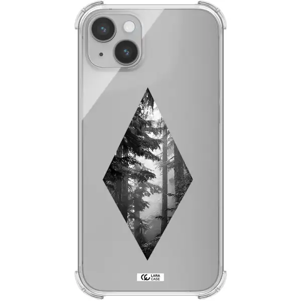 a diamond shaped image of trees Apple iPhone 14 plus Clear PC Case