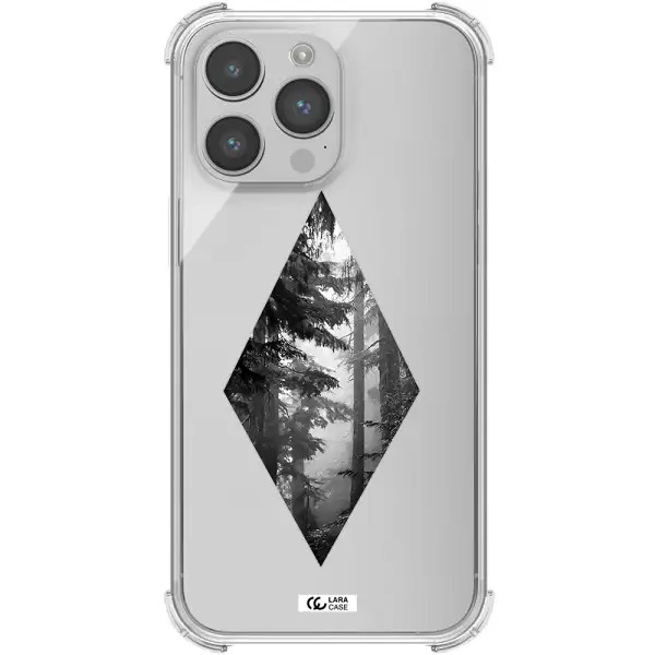 a diamond shaped image of trees Apple iPhone 14 pro max Clear PC Case