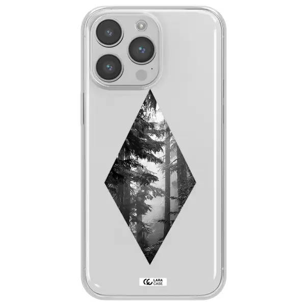 a diamond shaped image of trees Apple iPhone 14 pro max Clear TPU Case