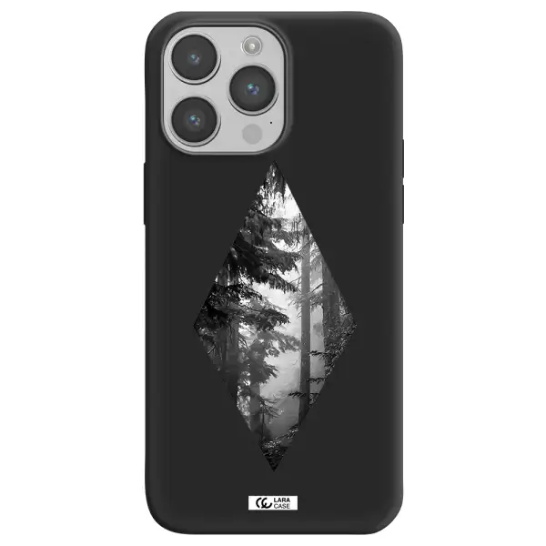 a diamond shaped image of trees Apple iPhone 14 pro max Silicone black Case