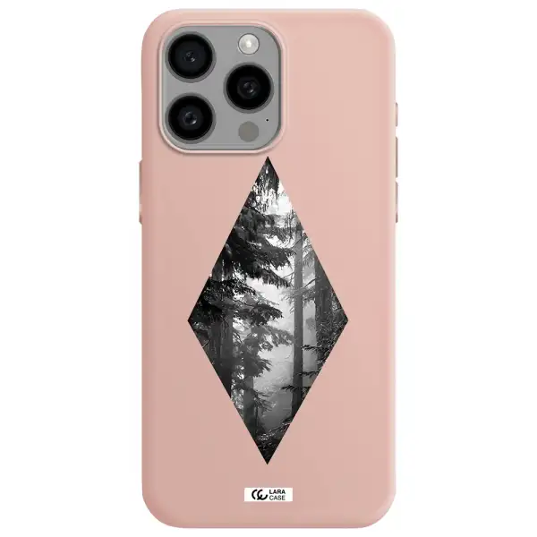 a diamond shaped image of trees Apple Iphone 15 Pro max Silicone pastel pink Case