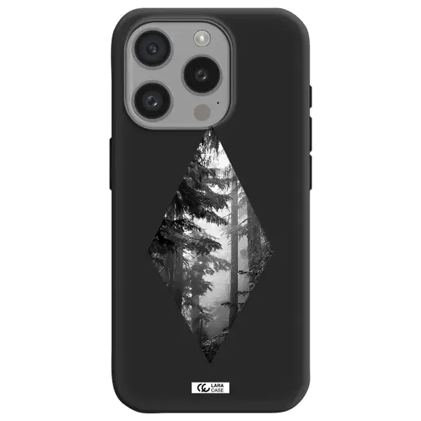 A Diamond Shaped Image Of Trees Apple Iphone 15 Pro Silicone Black Case