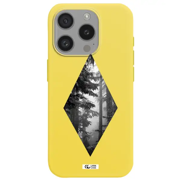 A Diamond Shaped Image Of Trees Apple Iphone 15 Pro Silicone Canary Yellow Case