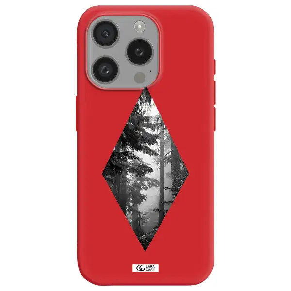 A Diamond Shaped Image Of Trees Apple Iphone 15 Pro Silicone Imperial Red Case