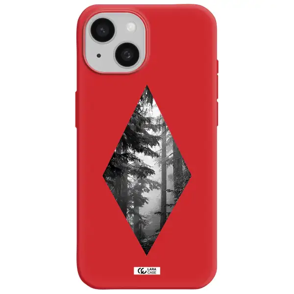 A Diamond Shaped Image Of Trees Apple Iphone 15 Silicone Imperial Red Case