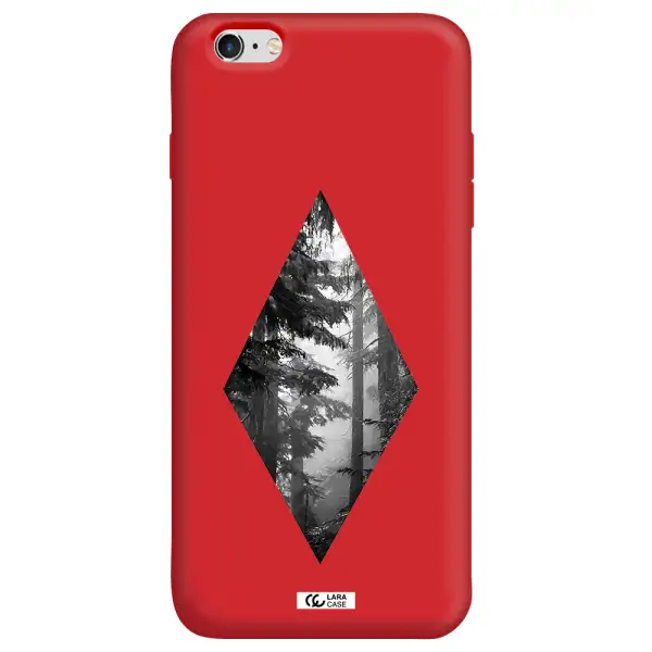 a diamond shaped image of trees Apple iPhone 6 plus Silicone Imperial Red Case