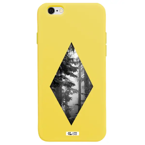 a diamond shaped image of trees Apple iPhone 6 Silicone canary yellow Case