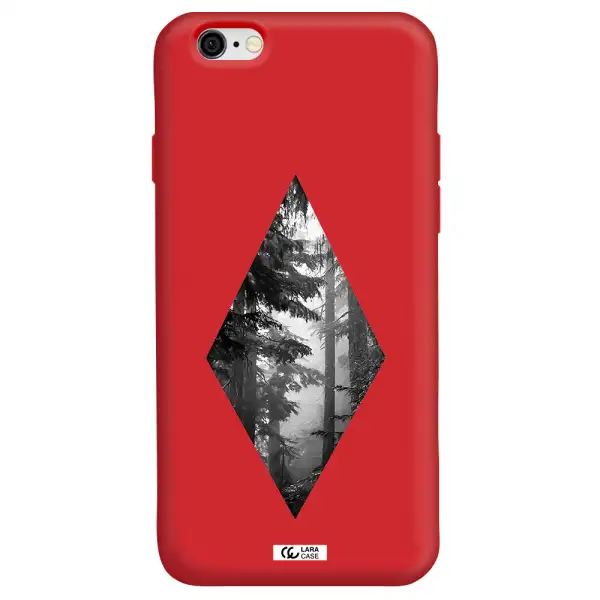 a diamond shaped image of trees Apple iPhone 6 Silicone Imperial Red Case