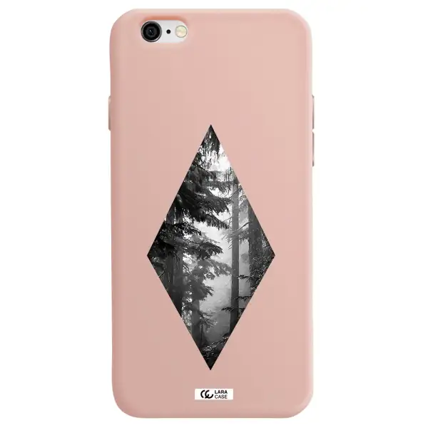 a diamond shaped image of trees Apple iPhone 6 Silicone pastel pink Case