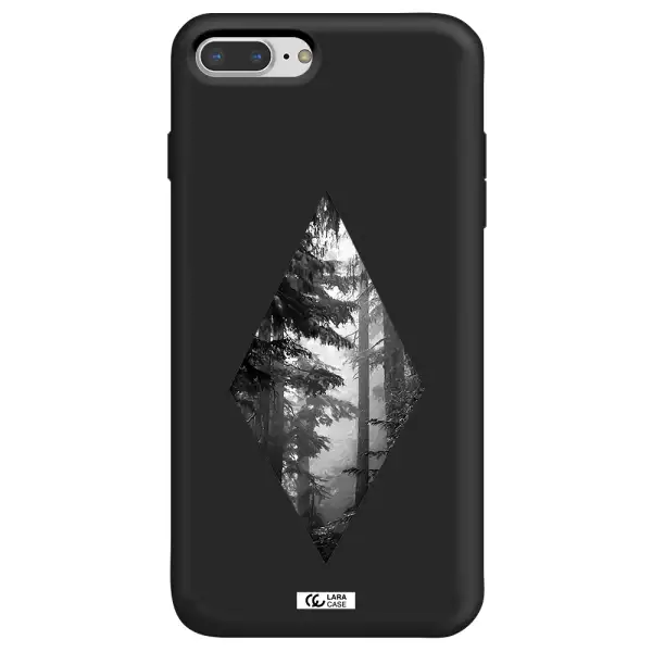 a diamond shaped image of trees Apple iPhone 7 plus Silicone black Case