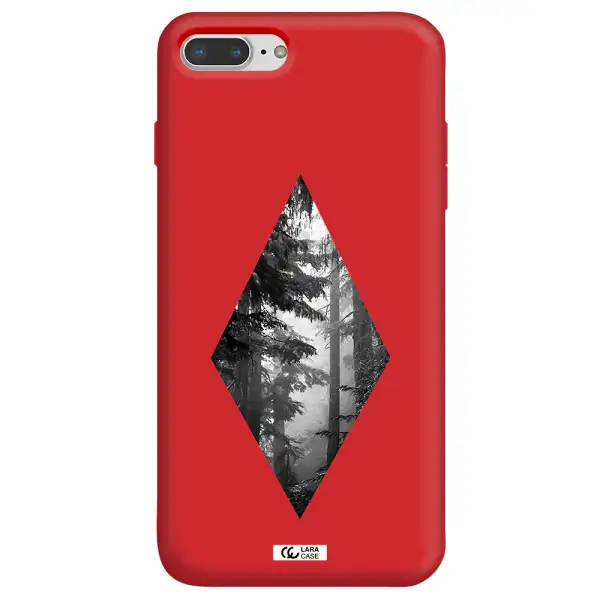 a diamond shaped image of trees Apple iPhone 7 plus Silicone Imperial Red Case