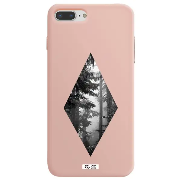 a diamond shaped image of trees Apple iPhone 7 plus Silicone pastel pink Case