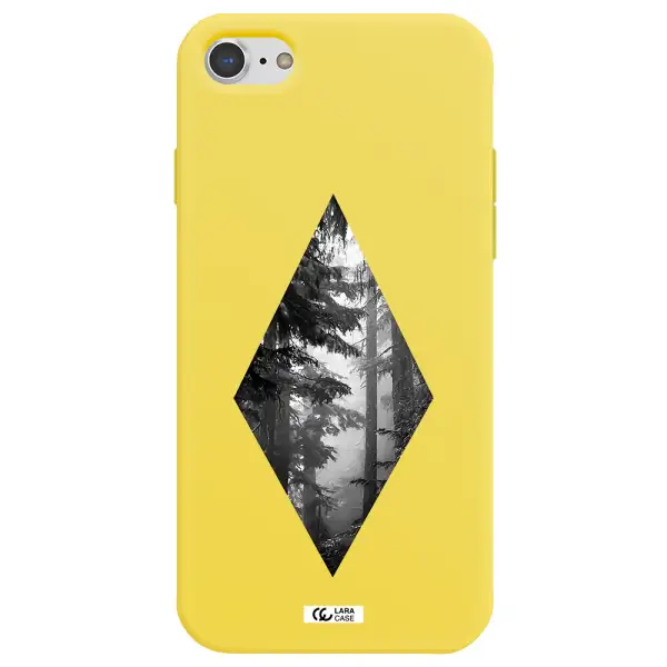 a diamond shaped image of trees Apple iPhone 7 Silicone canary yellow Case