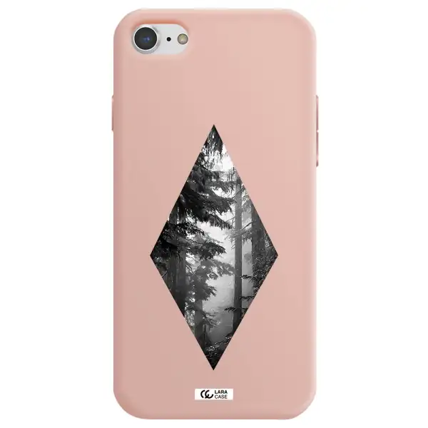 a diamond shaped image of trees Apple iPhone 7 Silicone pastel pink Case