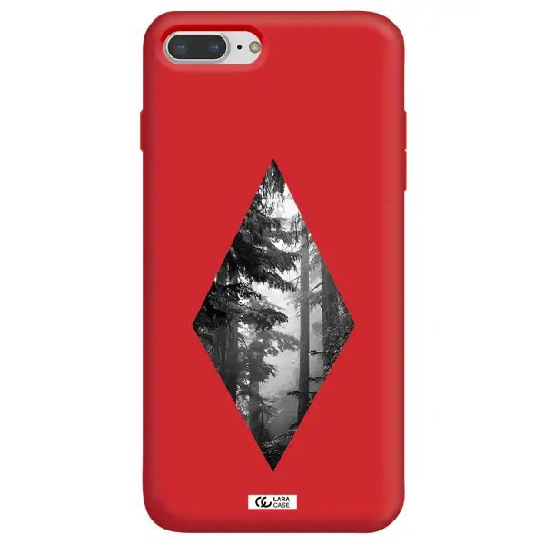 a diamond shaped image of trees Apple iPhone 8 plus Silicone Imperial Red Case