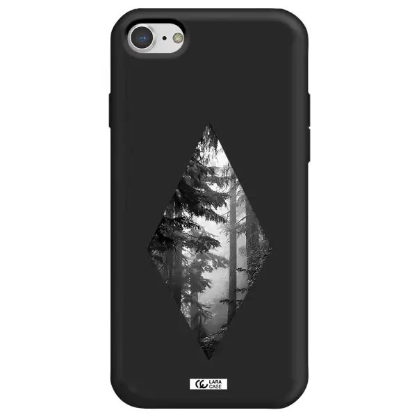 a diamond shaped image of trees Apple iPhone 8 Silicone black Case