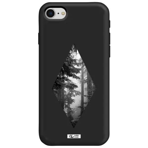 a diamond shaped image of trees Apple iPhone se 2020 Silicone black Case