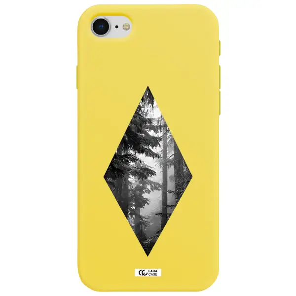 a diamond shaped image of trees Apple iPhone se 2020 Silicone canary yellow Case