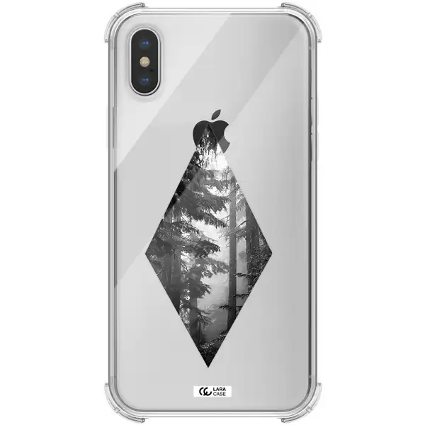 a diamond shaped image of trees Apple iPhone X Clear PC Case