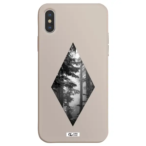 a diamond shaped image of trees Apple iPhone X Silicone Stone Case