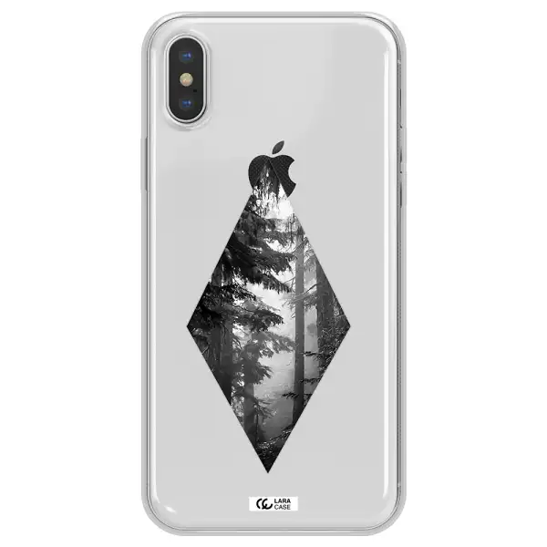 a diamond shaped image of trees Apple iPhone XS Clear TPU Case