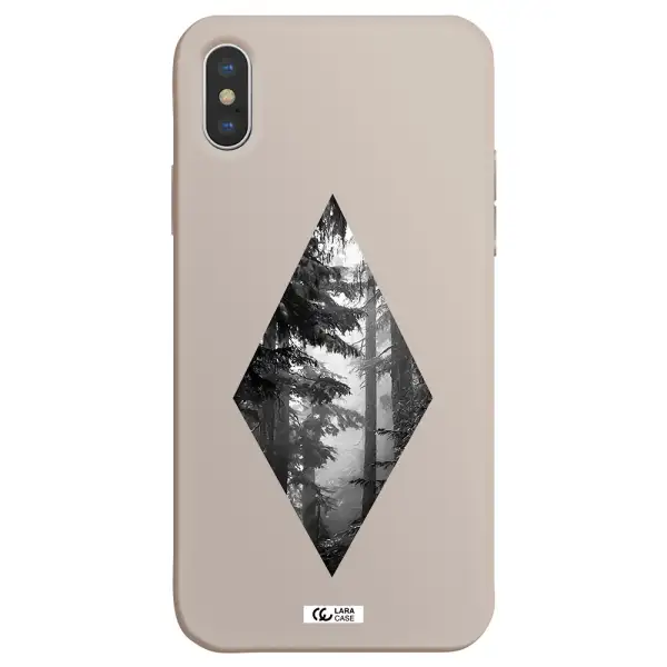 a diamond shaped image of trees Apple iPhone XS Silicone Stone Case