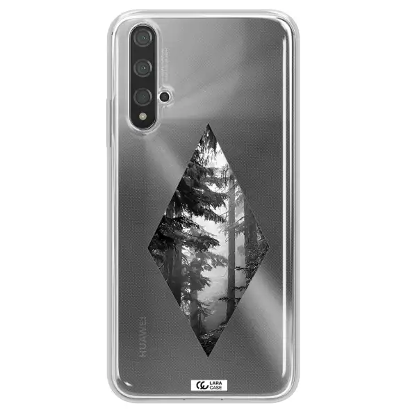 a diamond shaped image of trees Huawei Nova 5t Clear TPU Case