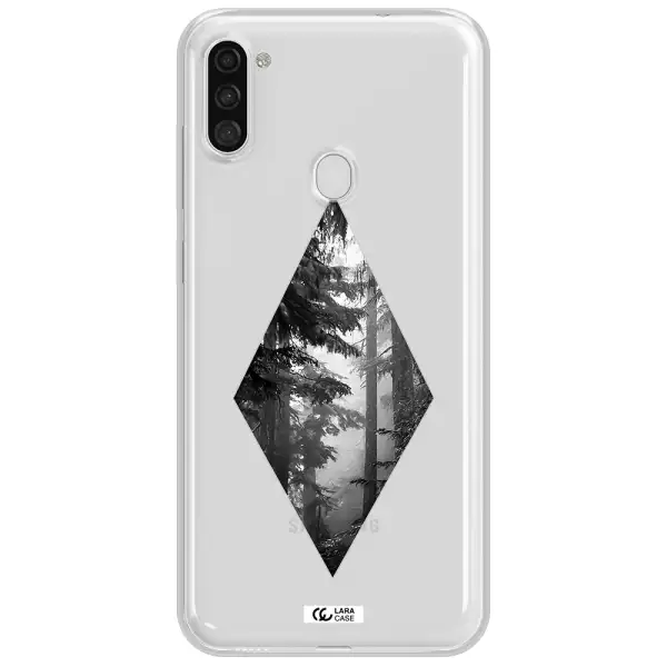 a diamond shaped image of trees Samsung A11 Clear TPU Case