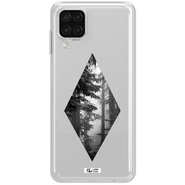 a diamond shaped image of trees Samsung A12 4g Clear TPU Case