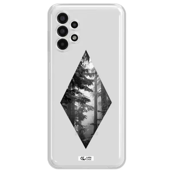 a diamond shaped image of trees Samsung A13 4g Clear TPU Case