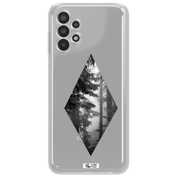 a diamond shaped image of trees Samsung A13 Clear TPU Case