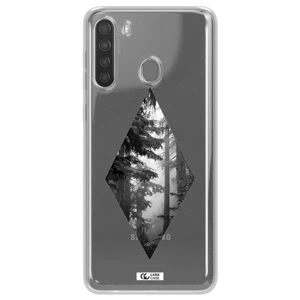 a diamond shaped image of trees Samsung A21 Clear TPU Case