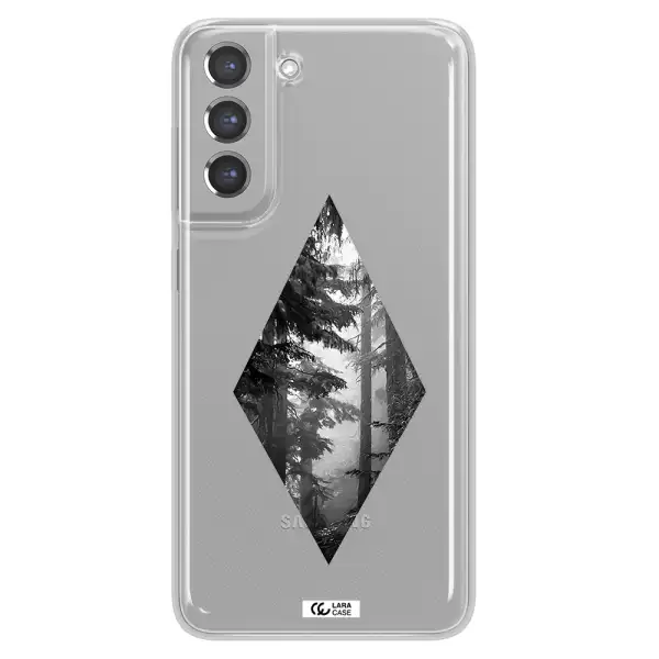 a diamond shaped image of trees Samsung A21 Fe Clear TPU Case