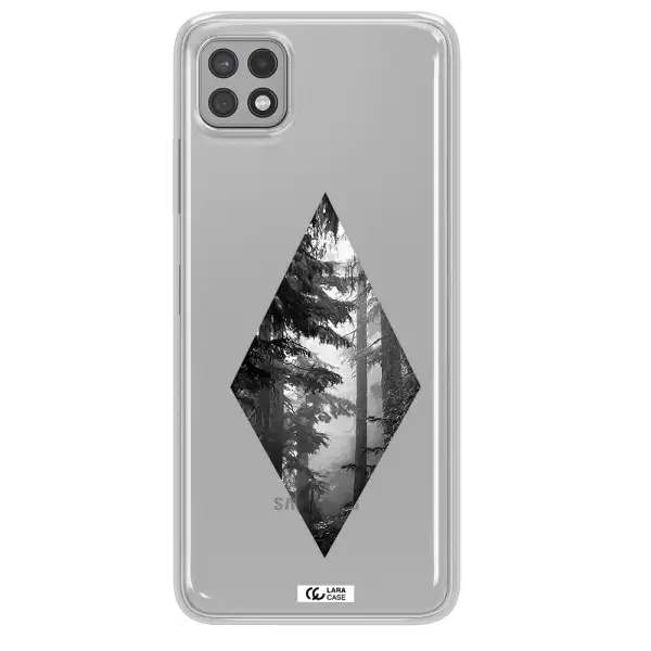 a diamond shaped image of trees Samsung A22 5g Clear TPU Case